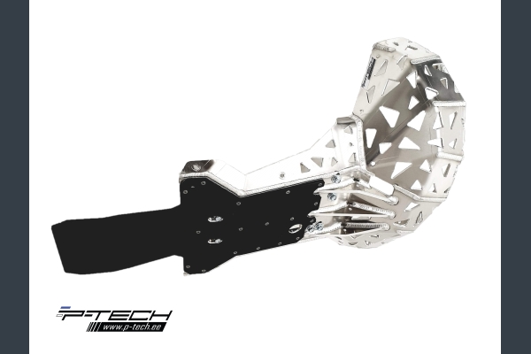 Skid plate with exhaust pipe guard and plastic bottom for KTM, Husaberg, Husqvarna 2007-2016.